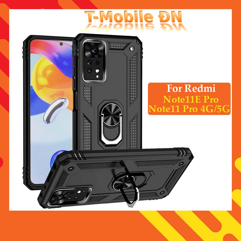 Ốp lưng cho Xiaomi Redmi Note 11 11E Pro 4G 5G chống sốc 2 lớp kèm nhẫn iring làm giá đỡ