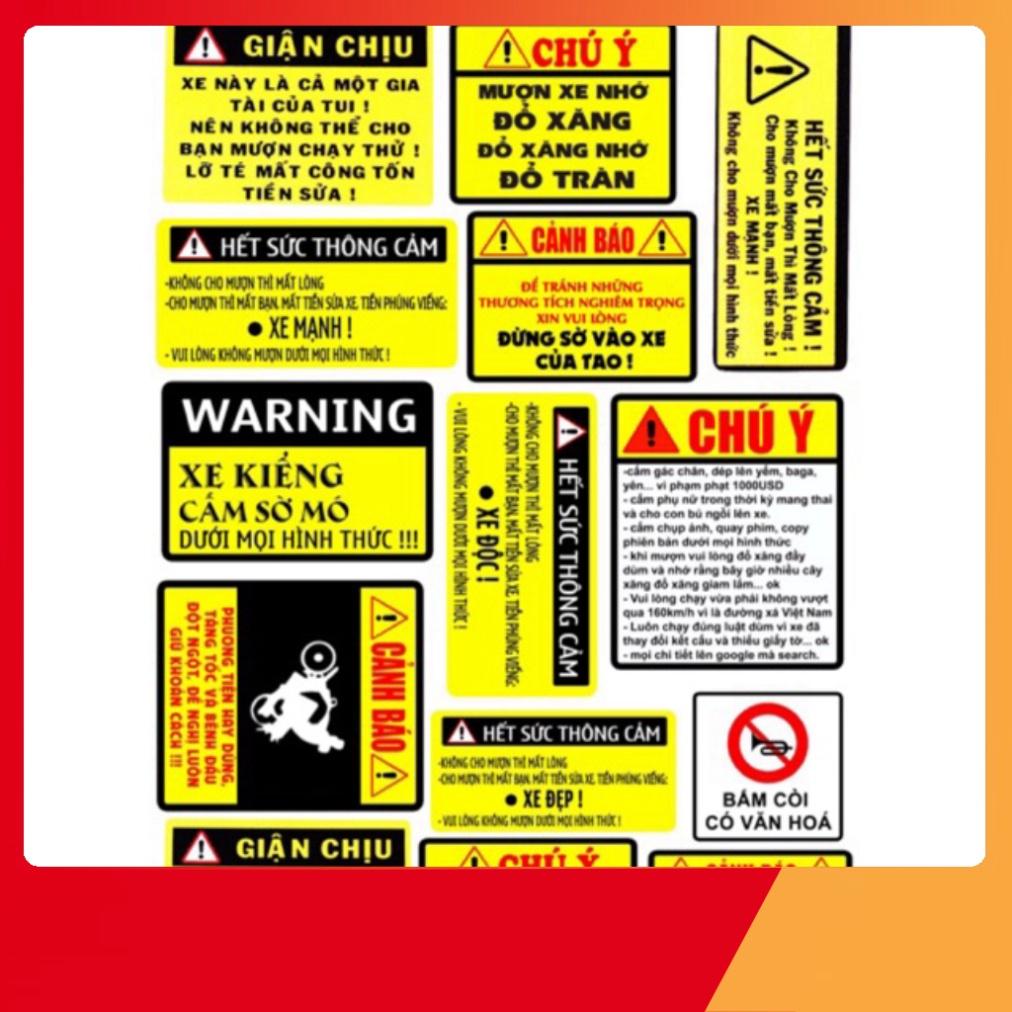 Set sticker pvc chống thấm tem chú ý tem xe