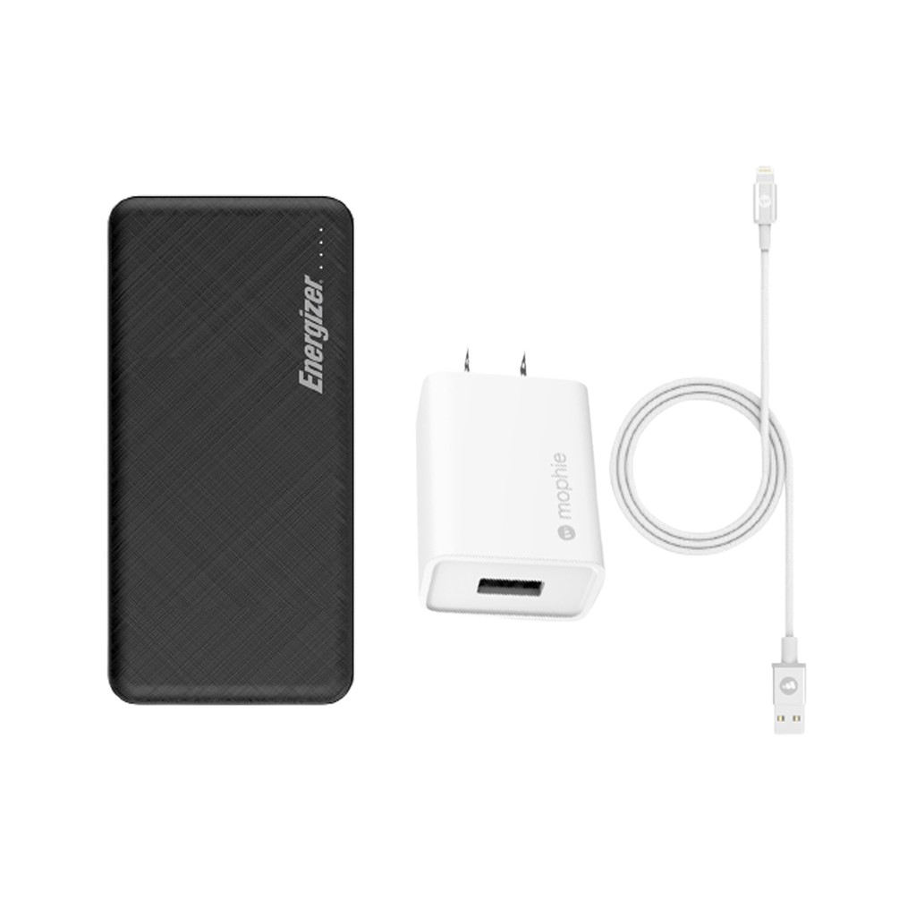 Combo Pin Energizer 10,000mAh UE10053 + Sạc nhanh Mophie 10W kèm Cáp A to Lightning 1M - HÀNG CHÍNH HÃNG