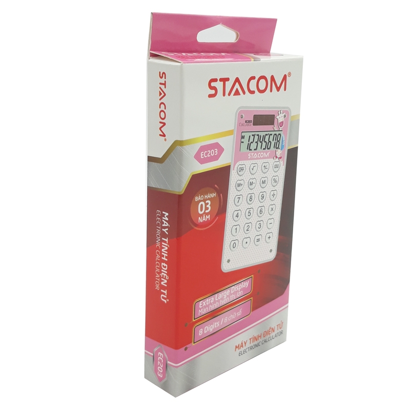 Máy Tính Học Sinh 8 Số Stacom EC203 - Màu Hồng