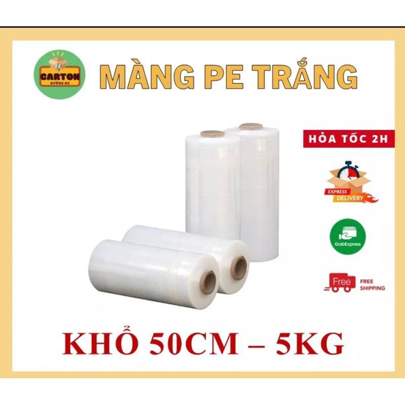 Màng PE Màng Chít 50cm x 5kg Trắng Trong Màng Co Bền Cao Khả Năng Bám Dính Tốt Giúp Giữ Hàng Hóa Tránh Bụi Bẩn Và Ẩm Ướt - Trắng