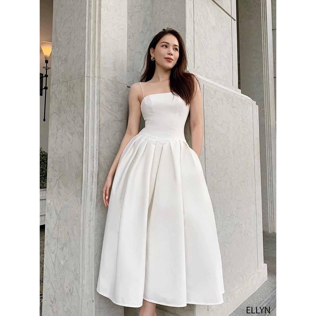 Đầm 2 dây dự tiệc cao cấp Napubee - váy maxi trắng đi biển thiết kế ELLYN DRESS