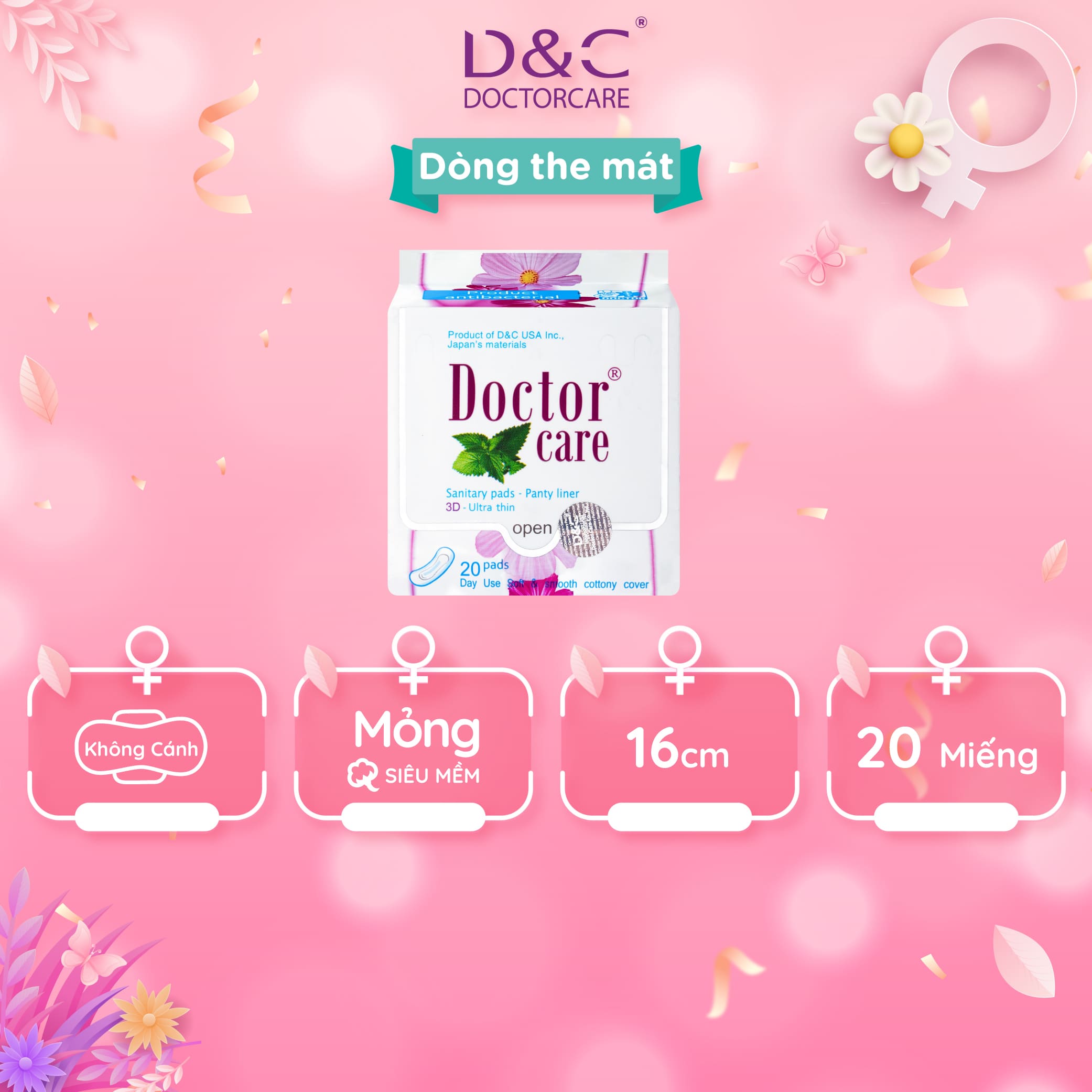 Băng vệ sinh hàng ngày thảo dược Doctor Care 16 cm 1 gói