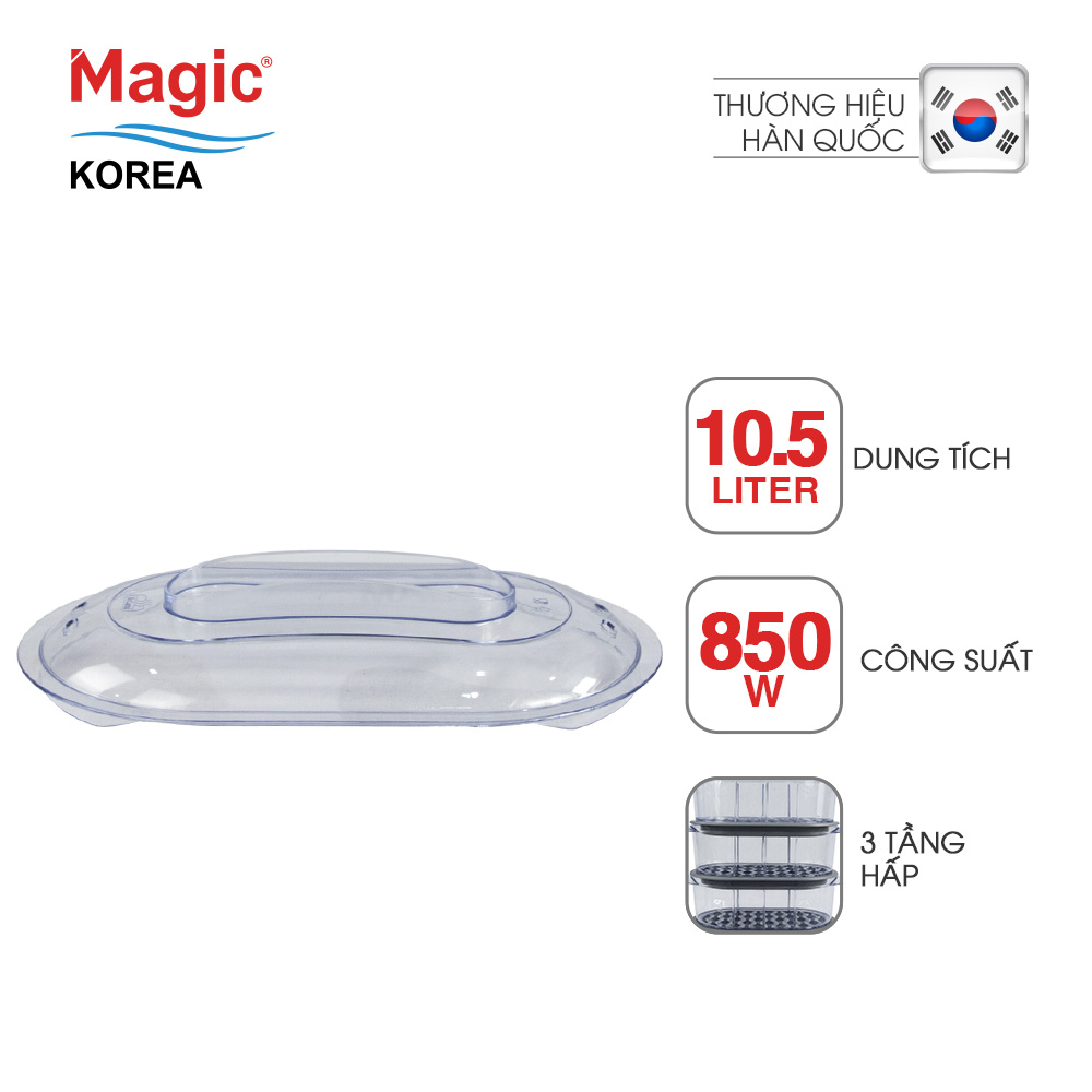 Hình ảnh Máy hấp thực phẩm đa năng 03 tầng Magic Korea A61 (10.5 lít) - Hàng Chính Hãng