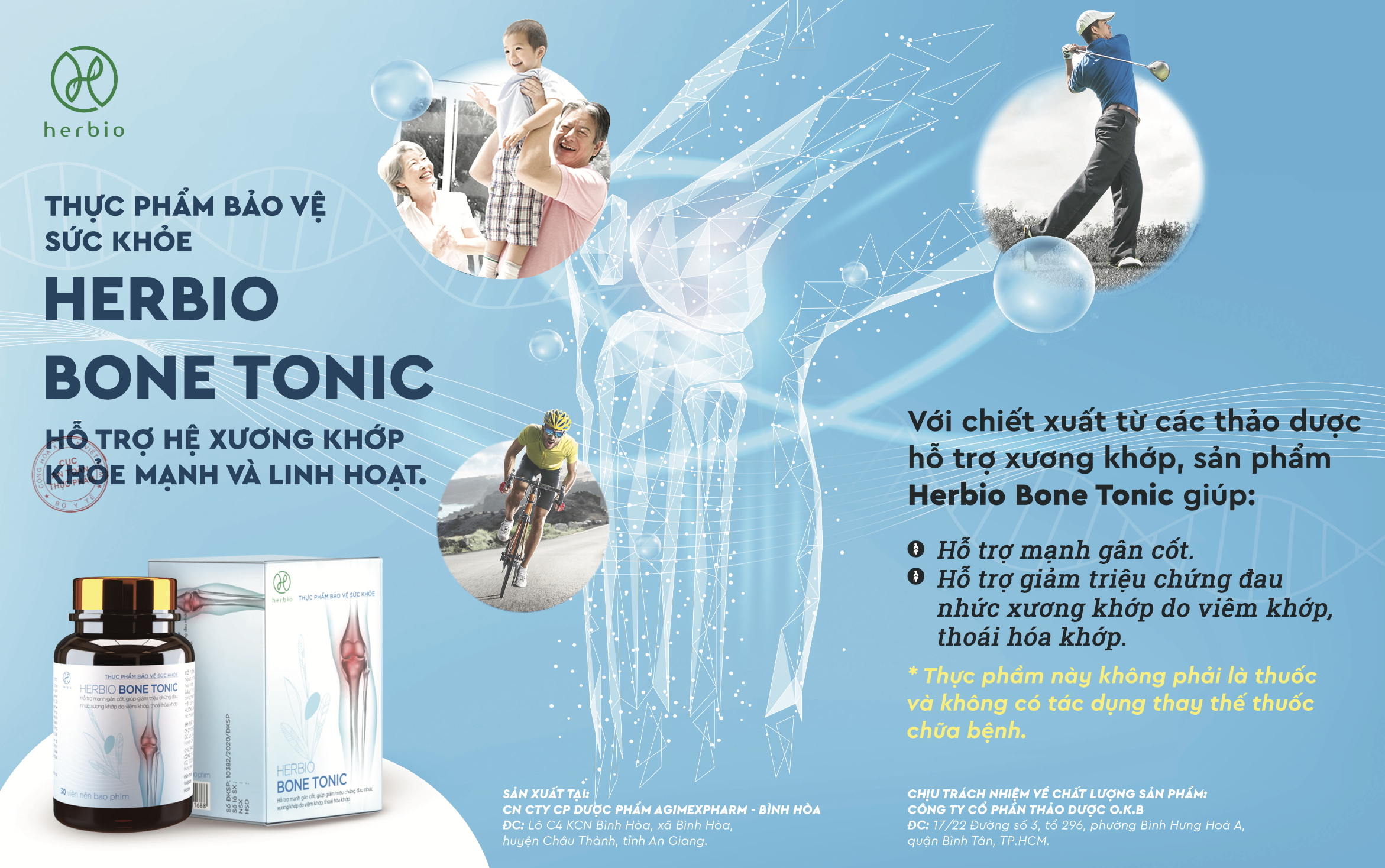 Viên Uống Bổ Xương Khớp Herbio Bone Tonic - 100% thảo dược tự nhiên theo công thức y học cổ truyền, hỗ trợ mạnh gân cốt, giảm các triệu chứng đau khớp, tăng cường sự dẻo dai, linh hoạt
