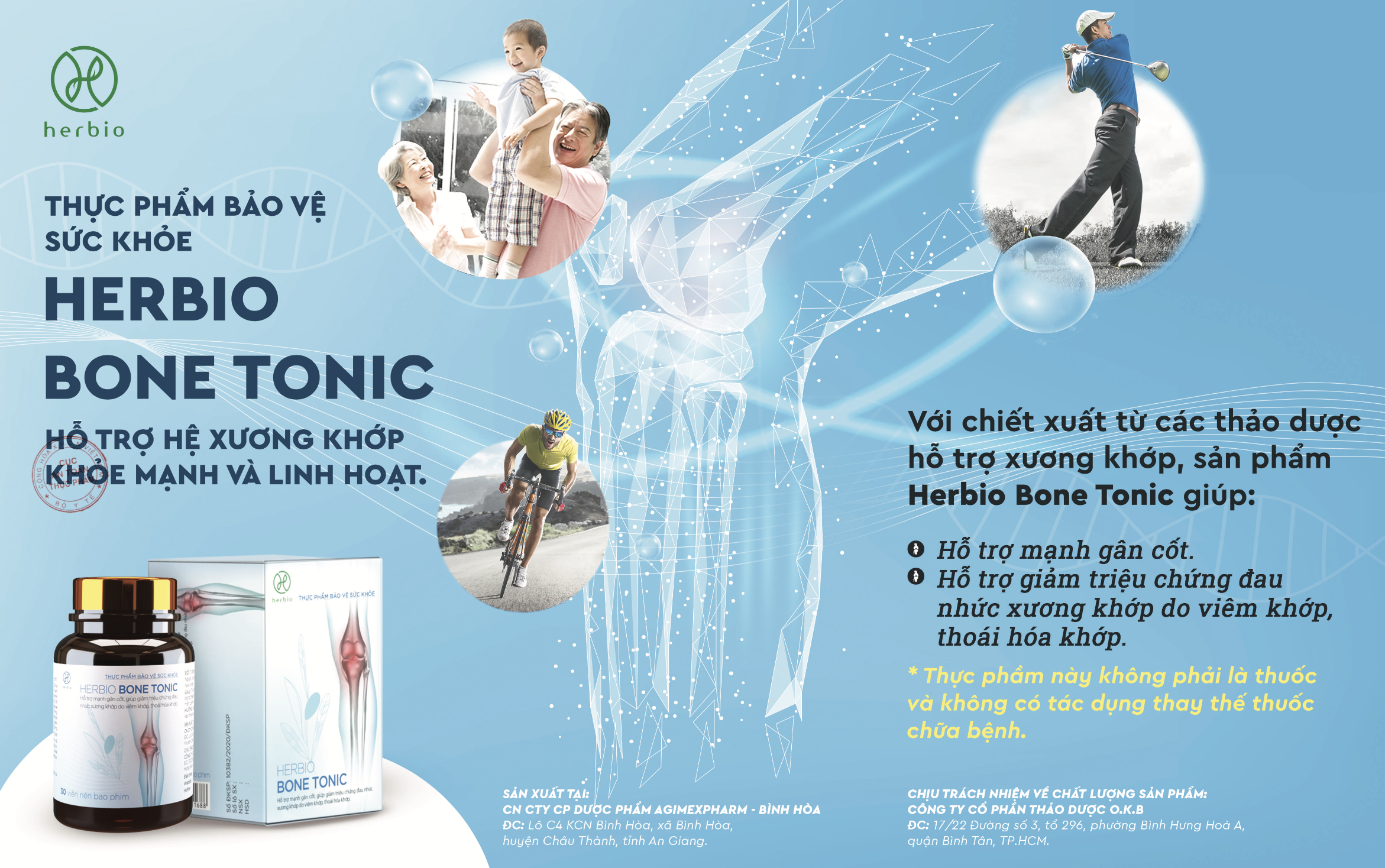 Viên Uống Bổ Xương Khớp Herbio Bone Tonic - 100% thảo dược tự nhiên theo công thức y học cổ truyền, hỗ trợ mạnh gân cốt, giảm các triệu chứng đau khớp, tăng cường sự dẻo dai, linh hoạt (Hộp 1 chai x 60 viên)