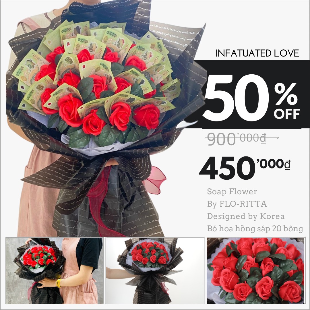 Bó 20 bông hoa hồng sáp đỏ