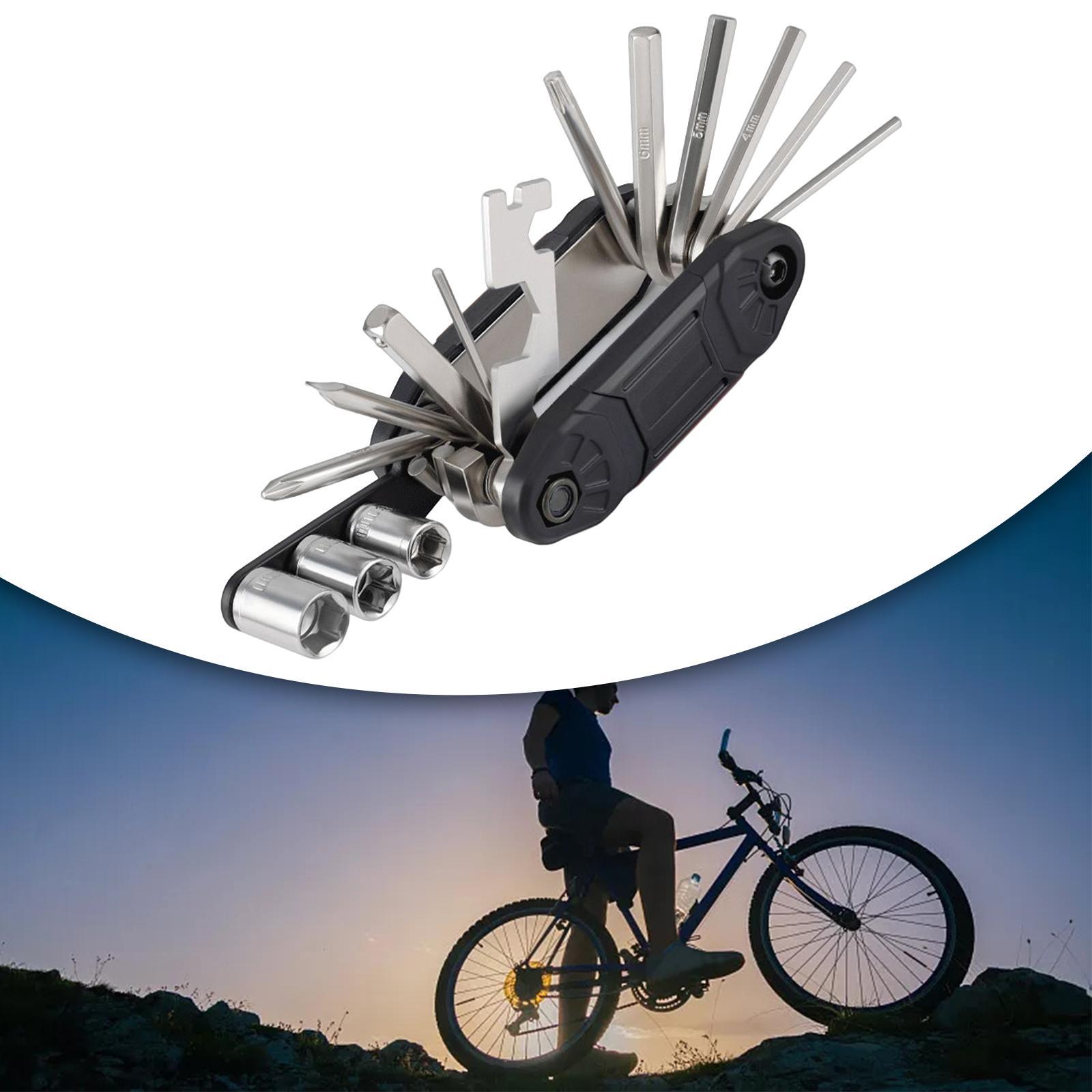 16 in 1 Bike Tire Repair Wrench Tool Multifunctional for Travel Repairing