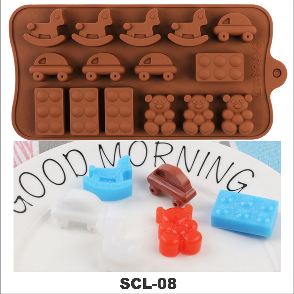 Khuôn Silicon Làm Bánh Socola Thạch Râu Câu Nhiều Hình Tim 3D Chữ Hoa Văn Động Vật Chịu Nhiệt Cao