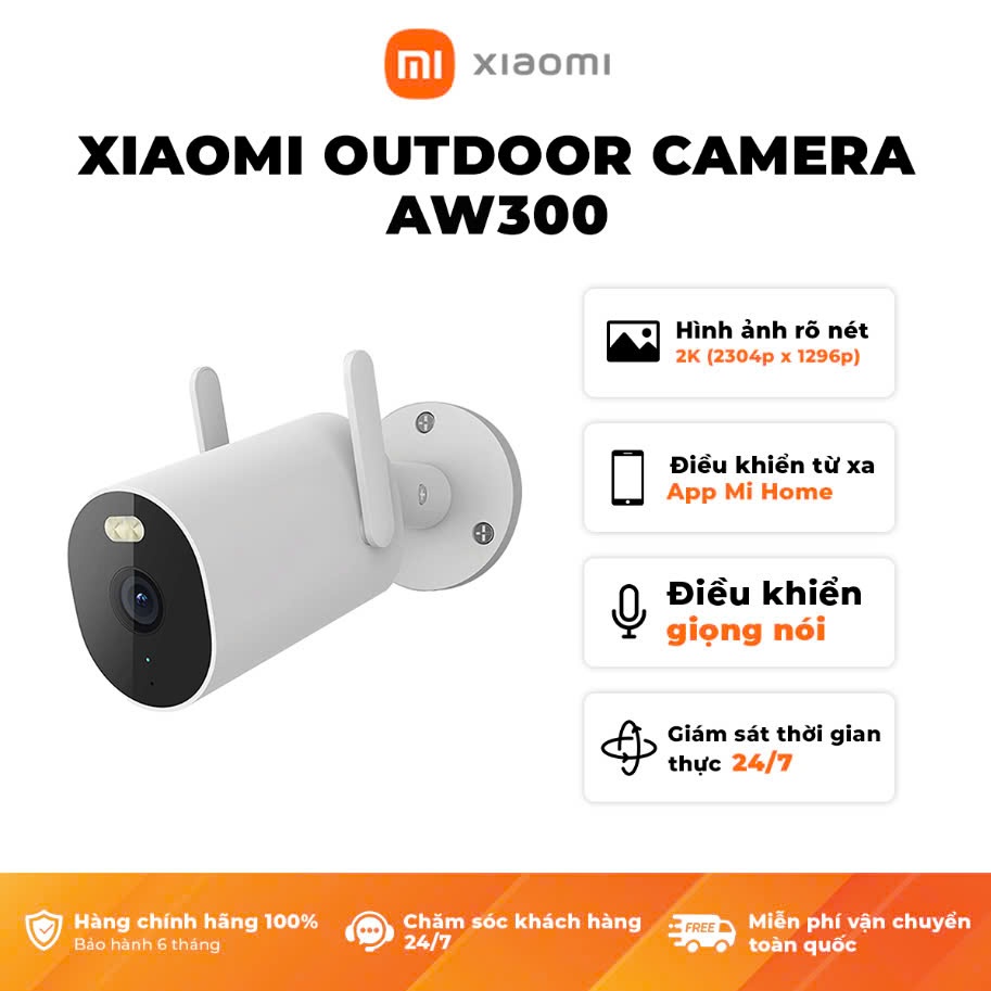 Camera Ngoài Trời Xiaomi Outdoor Camera AW300 2K - Ai phát hiện con người - Bản quốc tế - Bảo hành 12 tháng - Hàng chính hãng