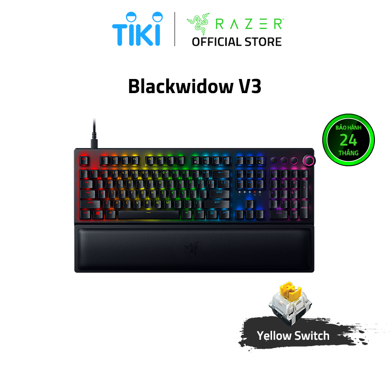 Bàn phím Razer Blackwidow V3-Yellow Switch_RZ03-03541900-R3M1- HÀNG CHÍNH HÃNG