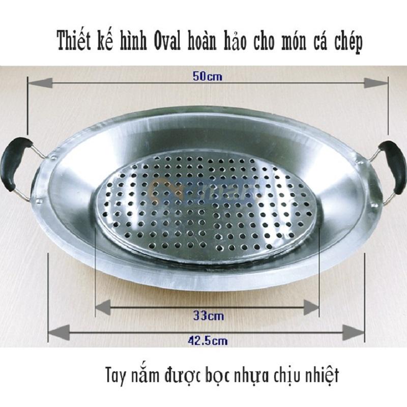 Khay Inox Om Dưa Cá Chép Loại Size Lớn Có Tay Cầm