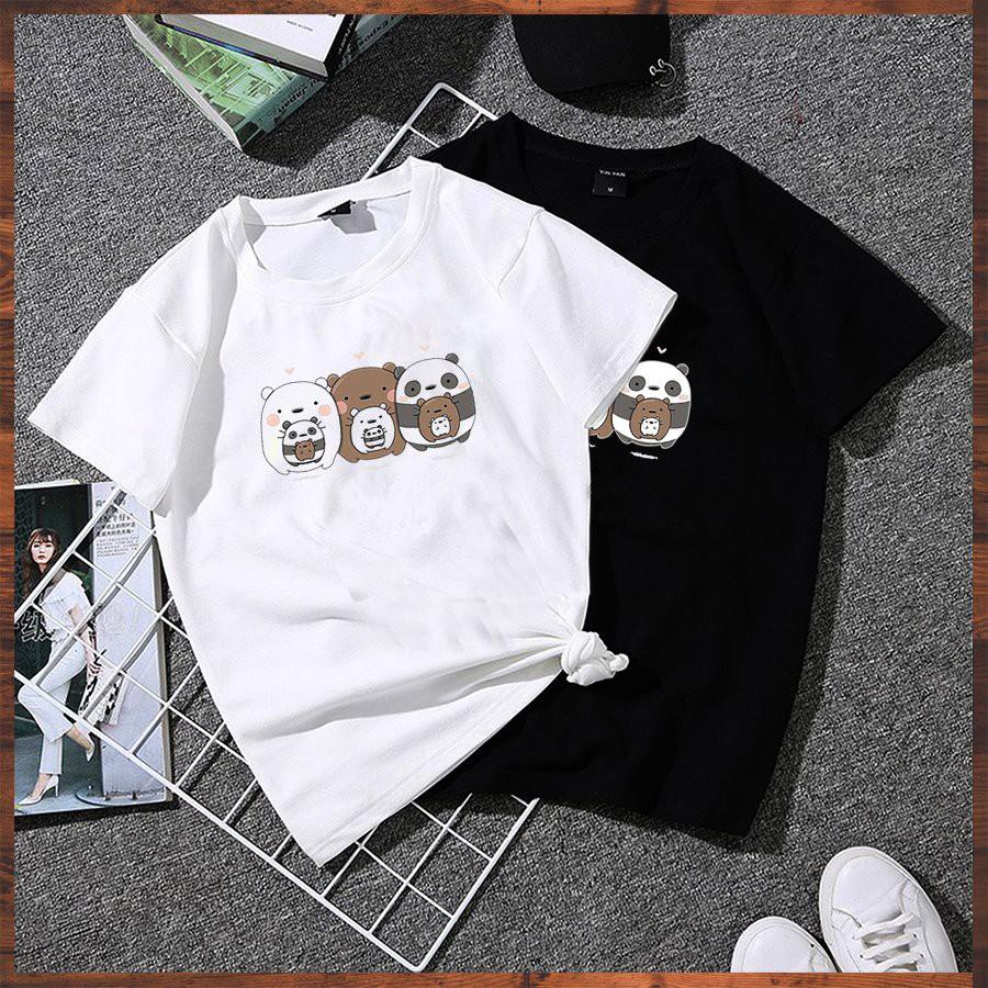 Áo thun unisex tay lỡ form rộng 3 chú gấu dễ thương vải dày mịn 2020TN1050
