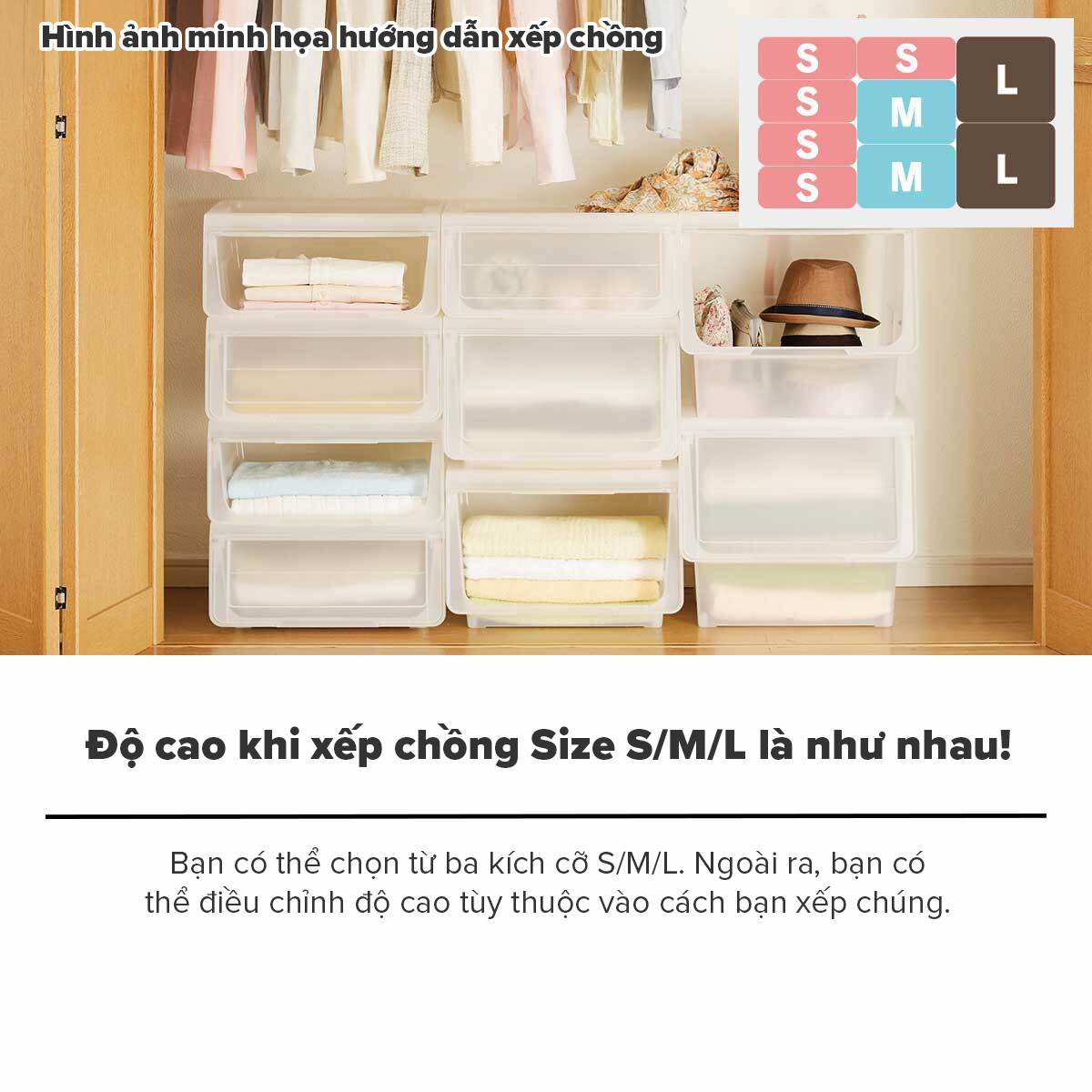 TENMA Hộp Nhựa Đựng Đồ Dung Tích Lớn Nắp Trượt Kabako, JAPAN QUALITY, Xếp Chồng 4 Tầng