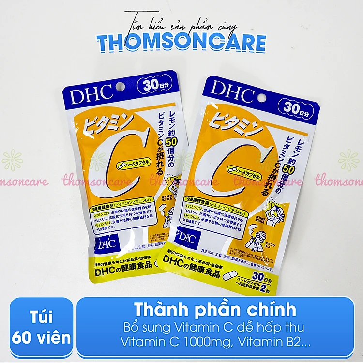 Combo trắng da Lcystine, DHC Vitamin C giúp đẹp da, giảm rụng tóc - Bổ sung vitamin c, Coenzym Q10, l crystine L cistin