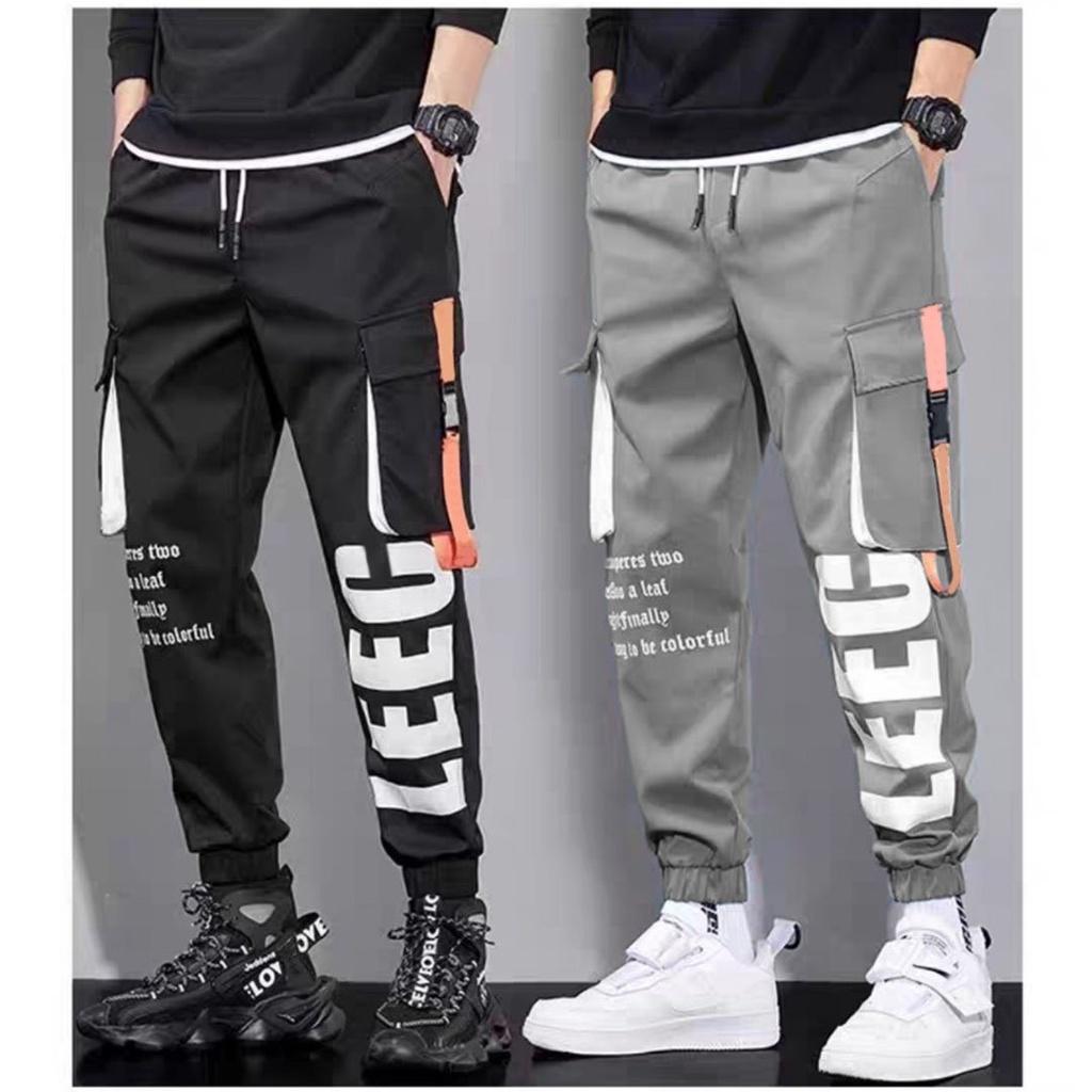 Quần Jogger LEEC túi khóa hộp Dài Bo Gấu - Chất Vải Kaki Kiểu Thể Thao UNISEX Hai Màu Đen, xám. 03x