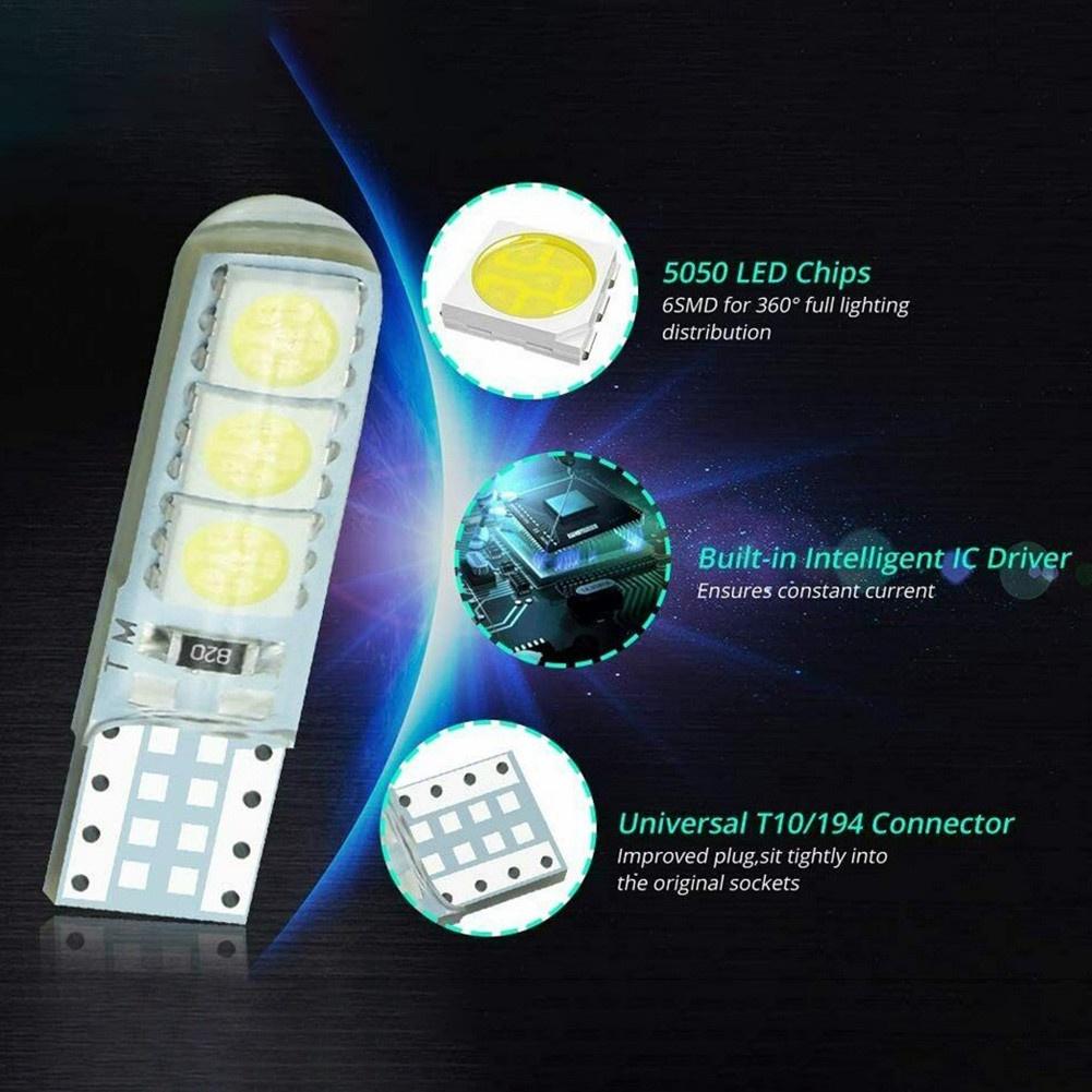 Bóng đèn LED T10 W5W 12V 6SMD ánh sáng trắng siêu sáng cho ô tô