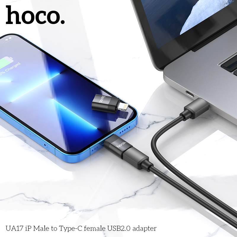 Hình ảnh Đầu chuyển đổi Type C ra USB 3.0 Hoco UA17, đầu nối cắm USB, truyền dữ liệu, OTG hàng chính hãng Hoco