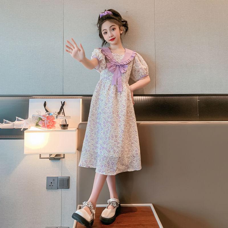 TOBE1SHOP đầm trẻ em mùa hè cô gái phong cách bowknot váy 2023 váy công chúa vừa bé đầm hoa đầm