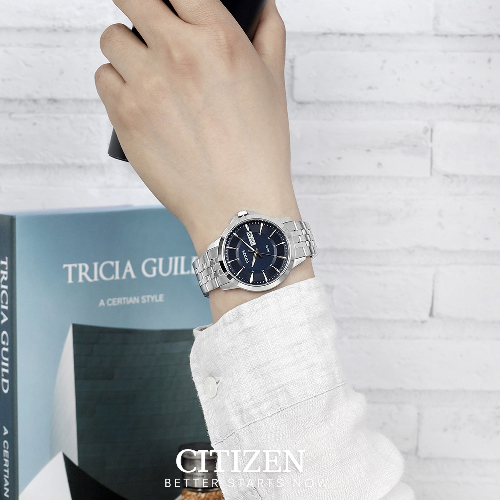 Đồng Hồ Nam Citizen Pin-Quartz Dây Thép Không Gỉ BF2011-51L - Mặt Xanh (41mm)