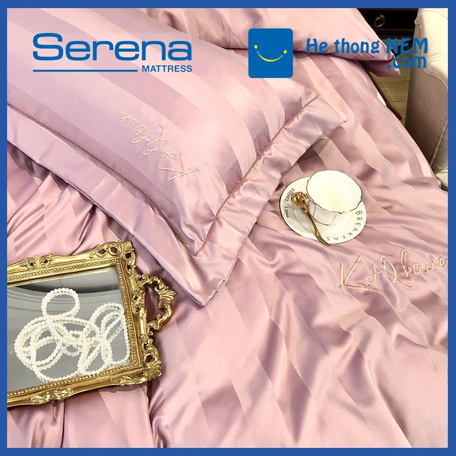 Set Chăn Ga Gối 5 Món Lụa Hàn SERENA Bộ Chăn Ga Trải Giường Cao Cấp - Hệ Thống Nệm