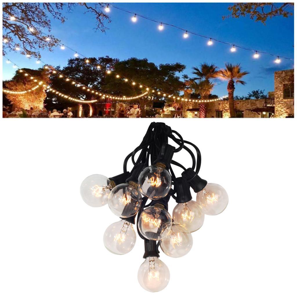 25ft G40 String Lights with Globe Clear Bulbs Waterproof Patio Hanging Light