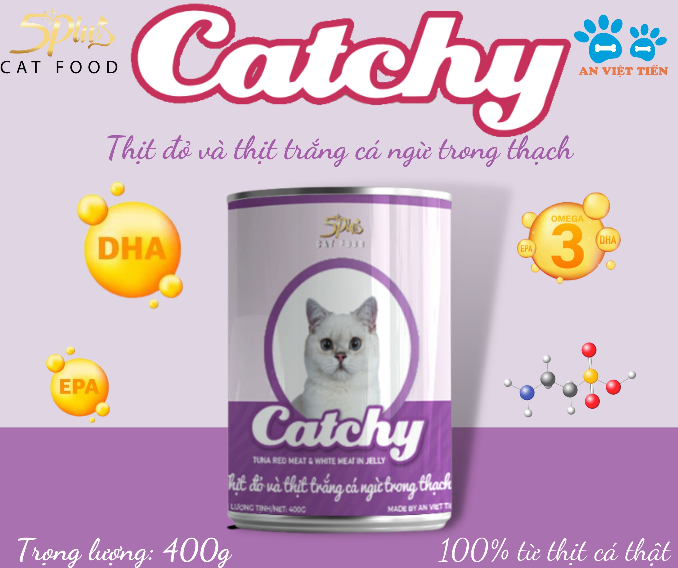 Pate Thức Ăn Ướt Catchy Dành Cho Mèo 6 Vị Lon 400g