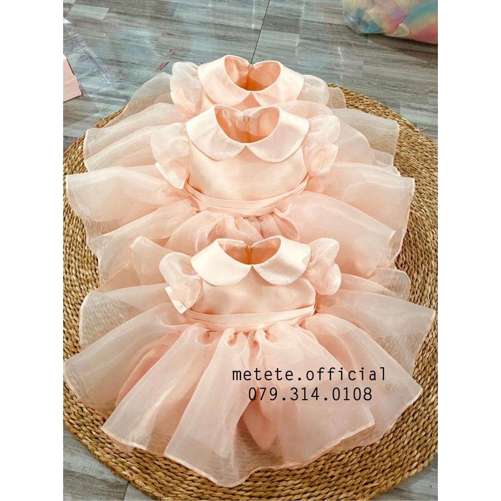 Váy đầm công chúa thiết kế cho bé gái tay bo cổ sen bồng bềnh phong cách học sinh đơn giản - Mẹ Tê Tê