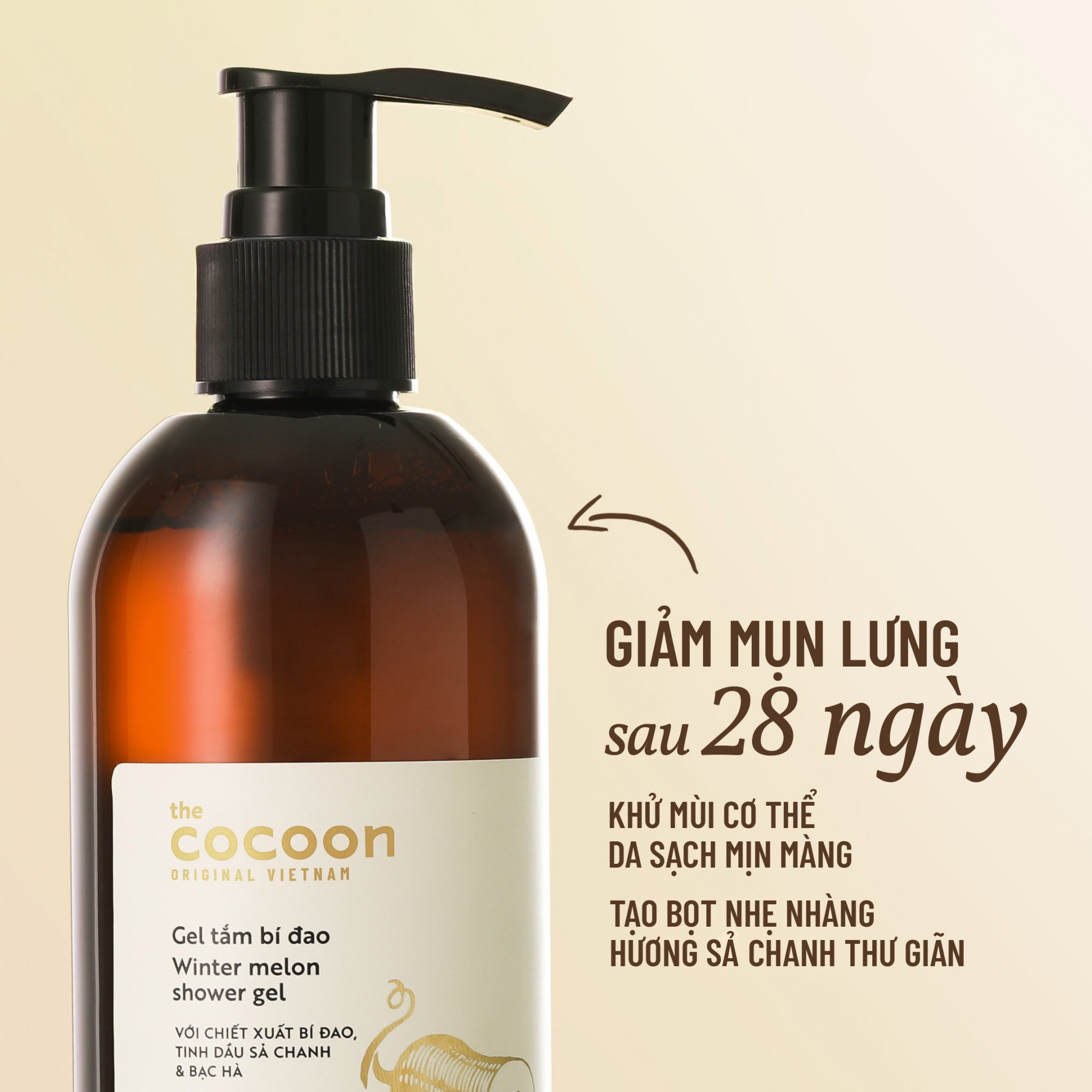 Gel tắm bí đao Cocoon 310ml - Hỗ trợ giảm mụn lưng - Winter melon shower gel