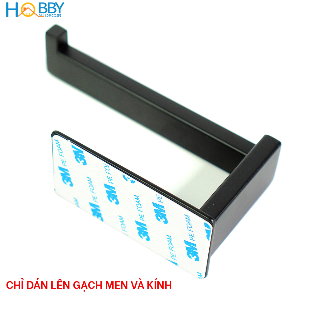 Giá treo cuộn giấy vệ sinh dán tường gạch men Hobby Home Decor G20 - Inox 304 sơn đen kèm keo dán siêu dính