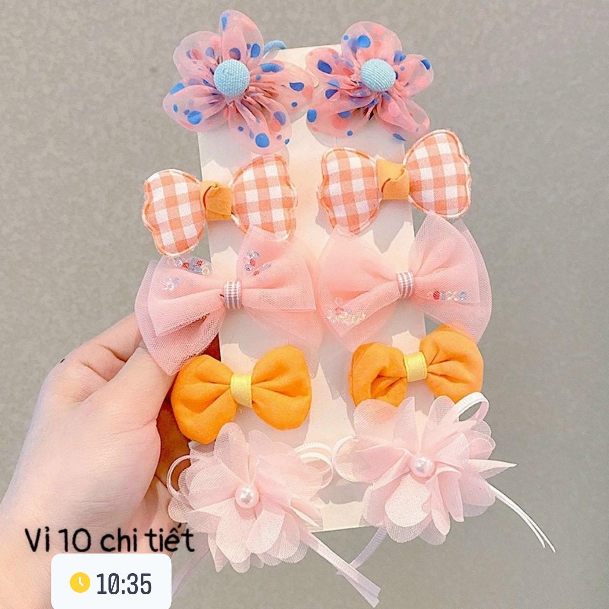 VỈ 10 KẸP TÓC MÁI HOA REN PHONG CÁCH TIỂU THƯ CHO BÉ