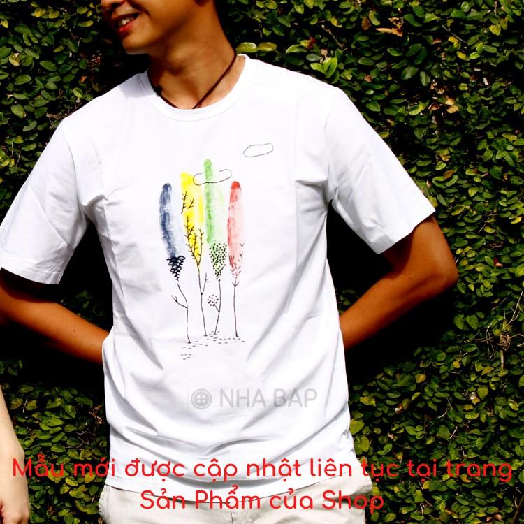 Áo thun nam không cổ kiểu dáng đơn giản đẹp vải cotton mịn mát Vẽ Hình Lồng Đèn giặt không phai