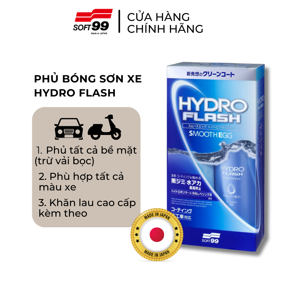 Chai Phủ Bóng, Chống Bám Nước Nhanh Smooth Egg Hydro Flash Soft99 W-521