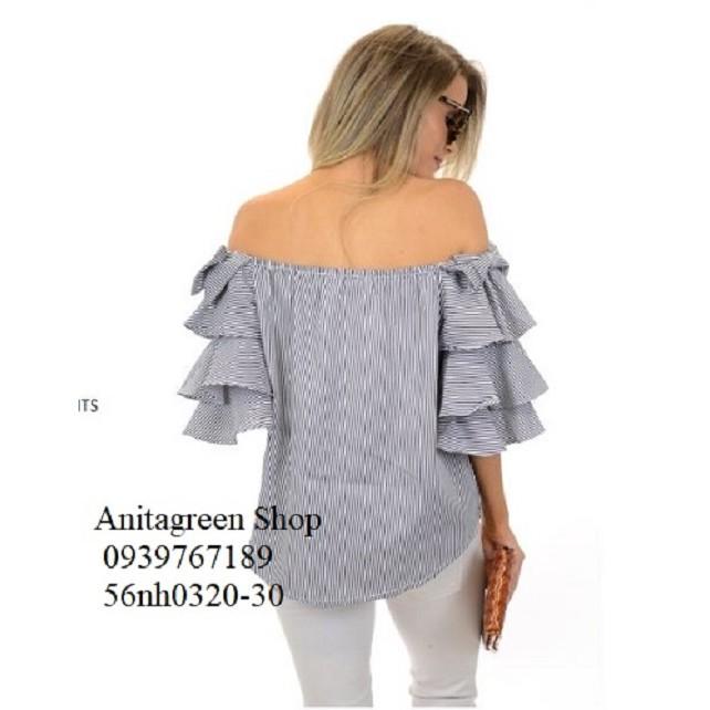 56nh0320-ÁO KIỂU TRỄ VAI TAY NƠ s-6xl