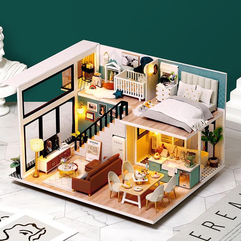 Mô hình nhà DIY Doll House Comfortable Life Kèm Mica Chống bụi