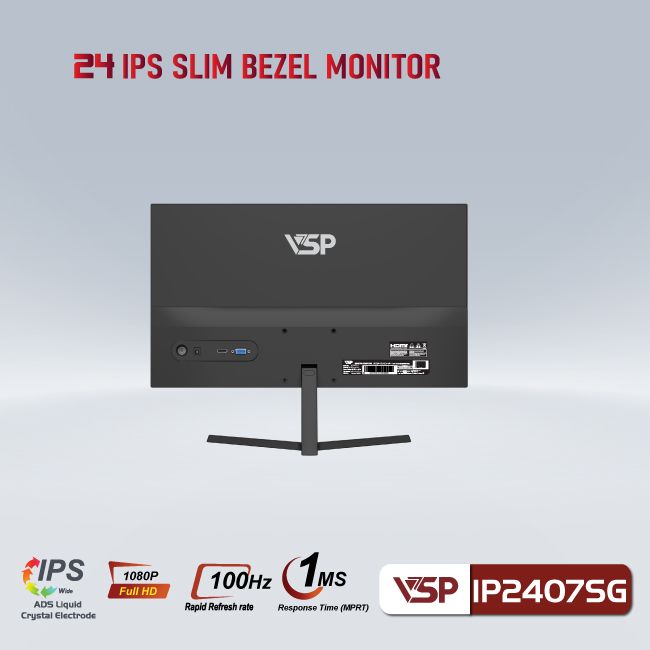 Màn hình máy tính 24inch VSP IP2407SG (23.8&quot; IPS FHD 100Hz, HDMI+VGA) - Hàng chính hãng VSP phân phối