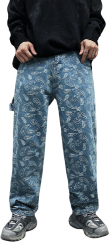 Quần jean ống suông unisex hoa văn Mã: ND1674