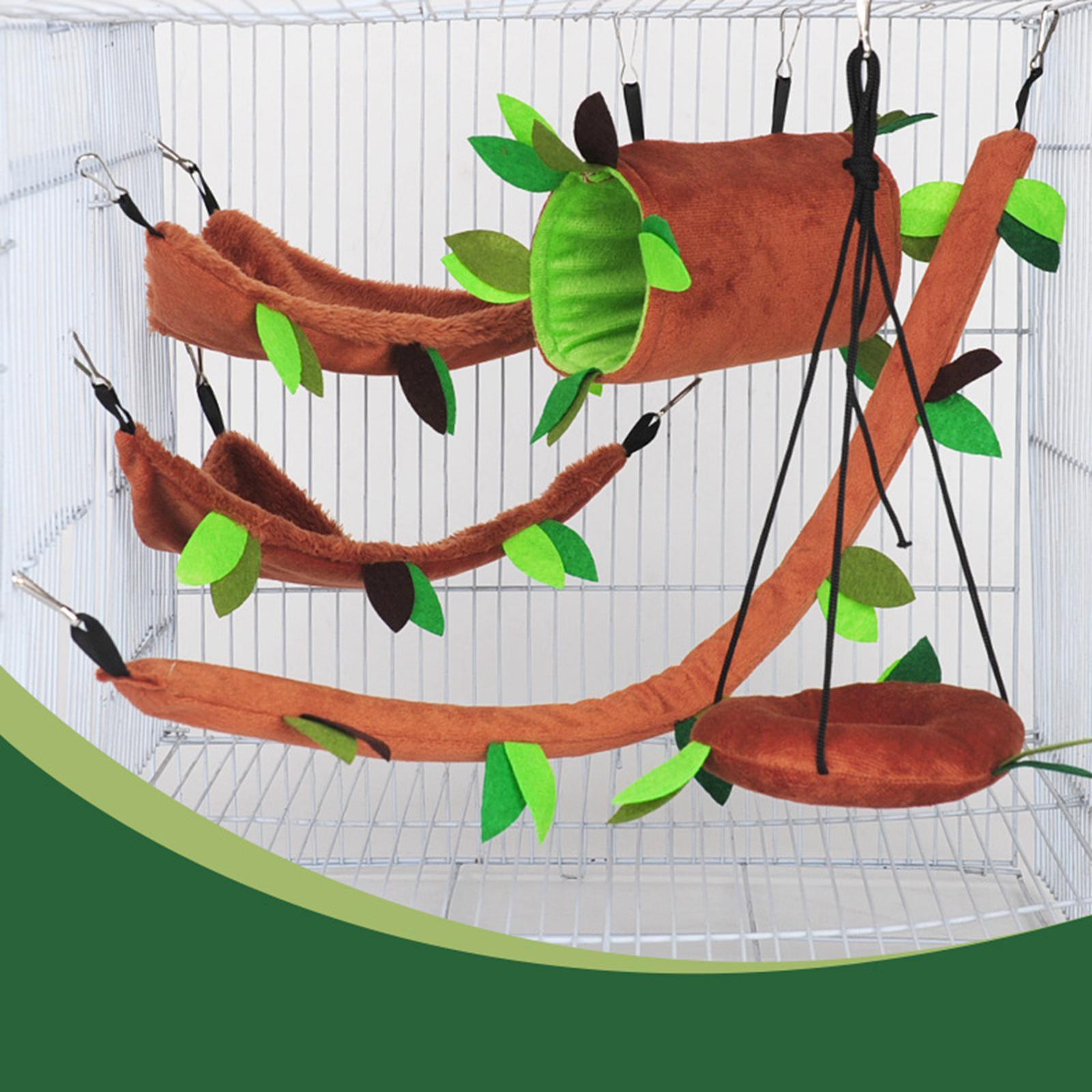 Plush Hamster Hammock Leaf Hanging Tunnel Cage for Ferret Squirrel Parrot