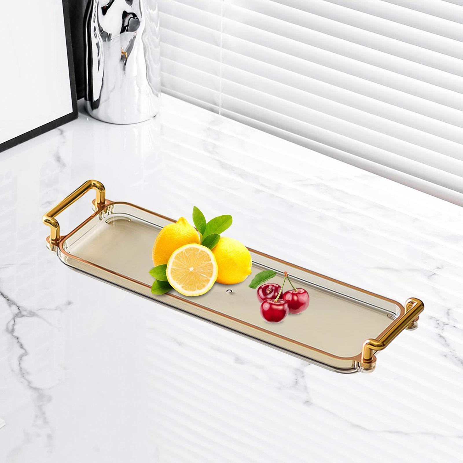 Nordic Serving Tray Decorative Tray with Handles Dessert Tray Multifunction Food Snack Tray Vanity Tray for Toilet Living Room Home Bathroom