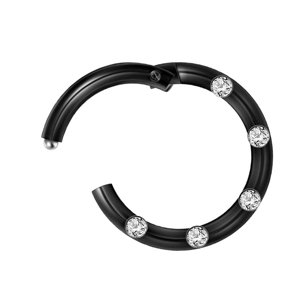 3-7pack Crystal Stainless Steel Fake Septum Clicker Nose Ring Non-piercing Black