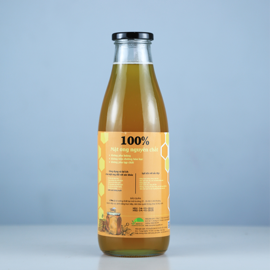 Mật ong hoa vải Lục Ngạn Bắc Giang Nguyet Le - Nguyên chất từ thiên nhiên - Chai 1000ml - TẶNG 500ML MẬT ONG ĐÔNG TRÙNG HẠ THẢO