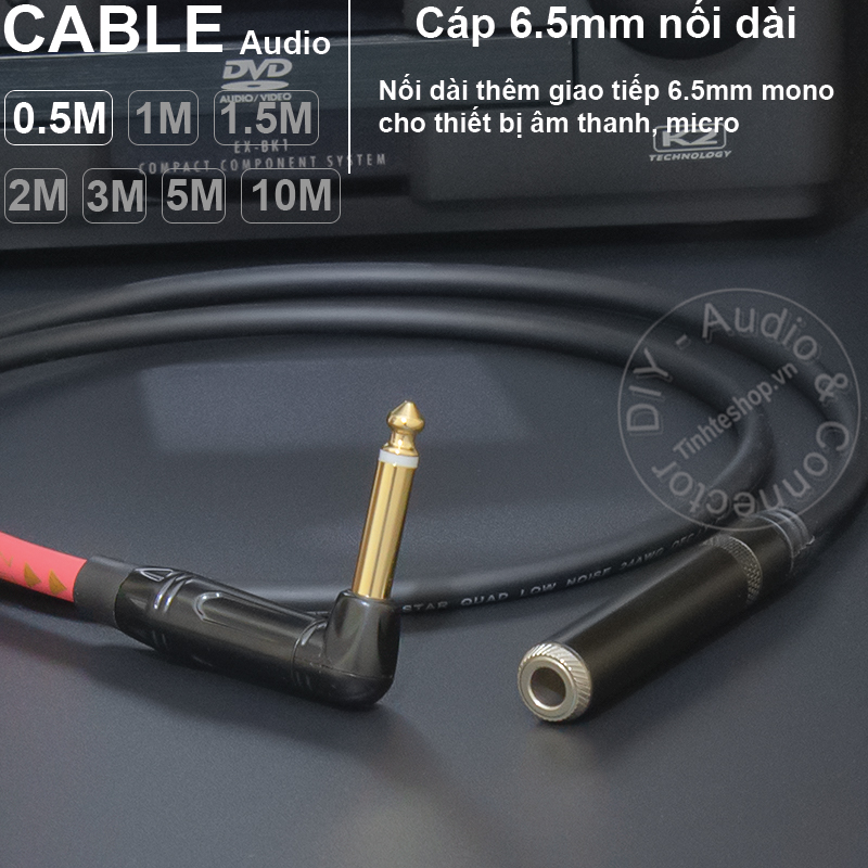 Dây 6 ly mono nối dài cho Micro Mixer Âm ly DIY 0.5 đến 10 mét - Mono 6.5mm male to female extension cable