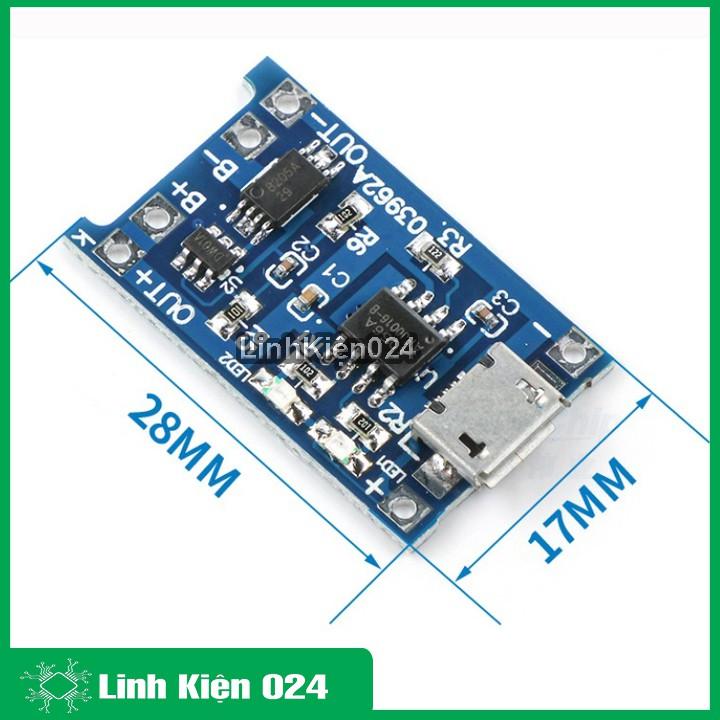 MODULE SẠC PIN TP4056 1A MICRO V2 - IC BẢO VỆ QUÁ DÒNG - QUÁ ÁP