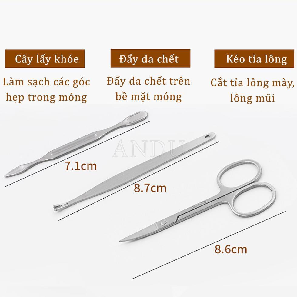 Bộ Cắt Móng Tay 12 Món, Bộ Cắt, Bấm Dũa Móng Tay Đa Năng Không Gỉ