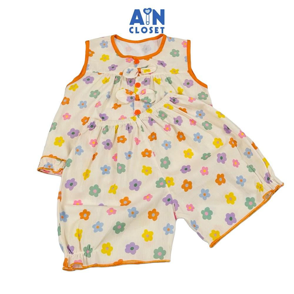 Bộ quần áo Ngắn bé gái họa tiết Hoa Cam Nơ cotton - AICDBGCHR2BZ - AIN Closet