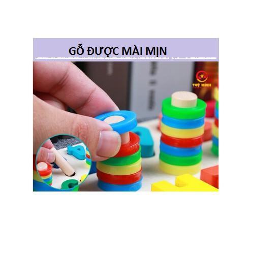 Bộ Giáo Cụ Montessori Bảng Cột Tính Học Đếm Số Và Ghép Chữ Cái Tiếng Anh In Hoa Nổi Bằng Gỗ - Hàng Loại 1