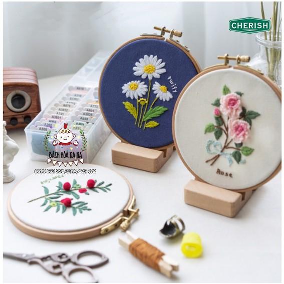 Bộ Kit tự làm trang trí Gói nguyên liệu DIY thêu nhành hoa Vintage Rose - Bách hóa Na Na Handmade Shop