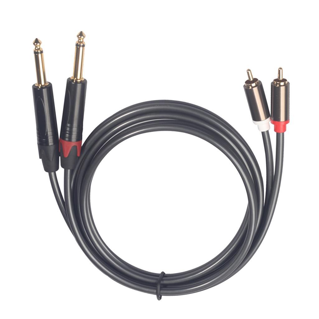Fully Shielded 5-Ft Cable, Dual RCA Male to 2x 6.35mm 1/4" Mono Male