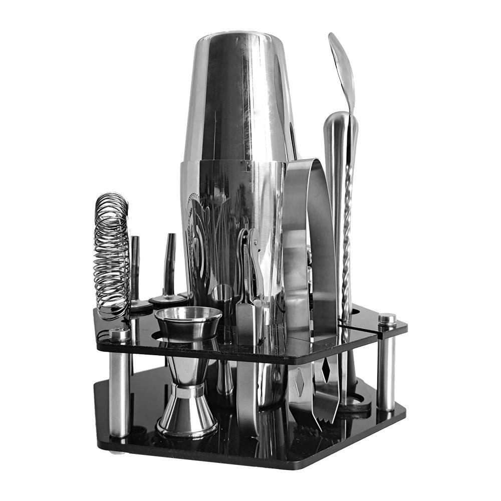 Trọn bộ dụng cụ pha chế cocktail 14 cái bằng thép không gỉ,