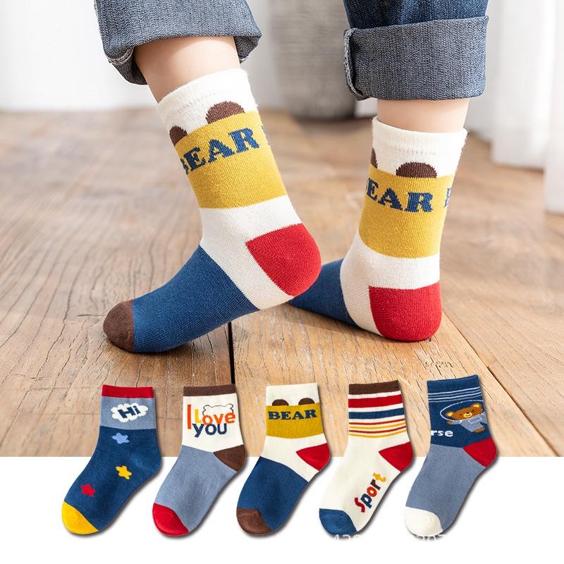 Set 5 đôi tất len cao cổ cho bé trai và bé gái nhiều màu sắc size từ 1 đến 13 tuổi
